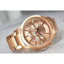 Montre classique en or bracelet en or rose Business Nouveau Riche luxe mode trois yeux chronographe quartz montre homme